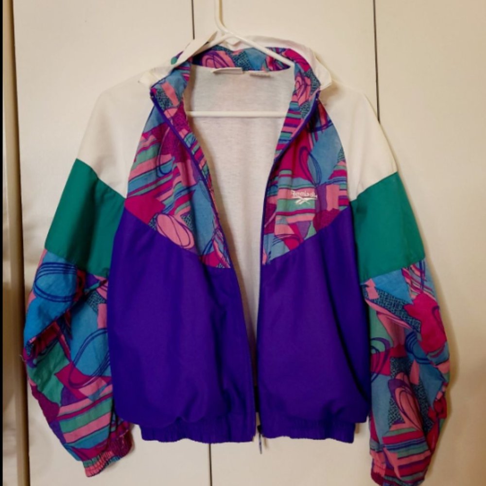 Reebok || 90s Reebok Vintage Zip-Up Windbreaker Multi-Colored